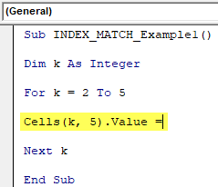 Vba index match