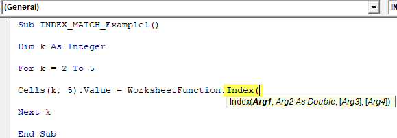 Vba index match