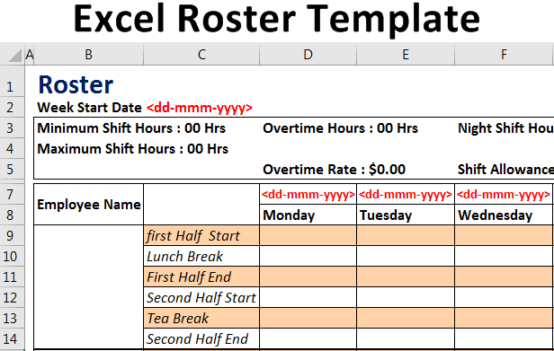 Excel Roster Template Create Free Employee Roster Template