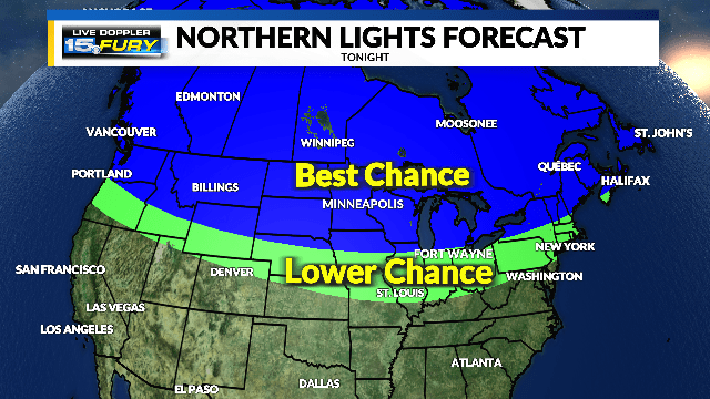 A Chance To View The Northern Lights Sunday Night WANE 15 Northern Lights Forecast Map 