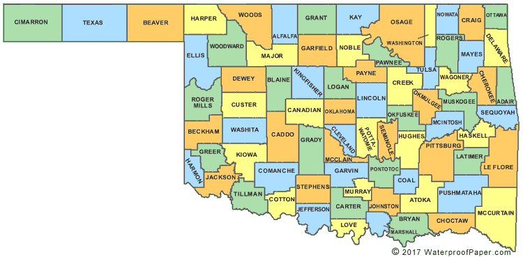 Printable Oklahoma Maps State Outline County Cities Oklahoma County Map 