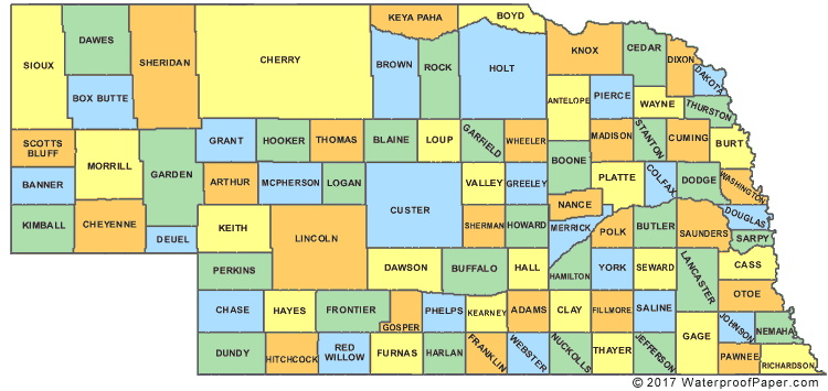 Printable Nebraska Maps State Outline County Cities Printable Nebraska County Map 