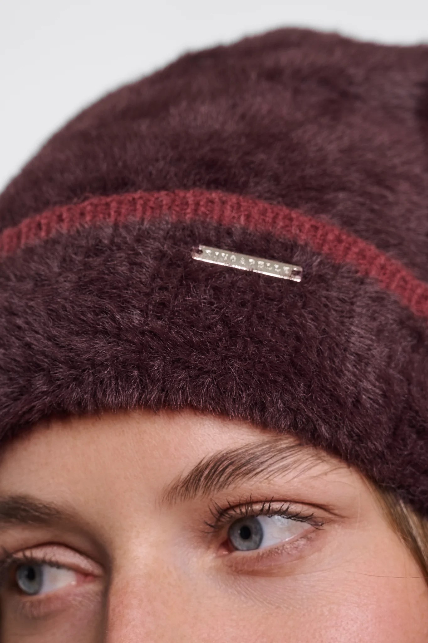 Rino & Pelle Connie soft fuzzy beanie hat in Fudge Sangria