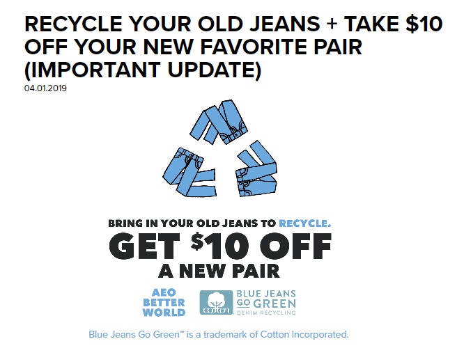 American Eagle: Recycle Your Jeans, Get 