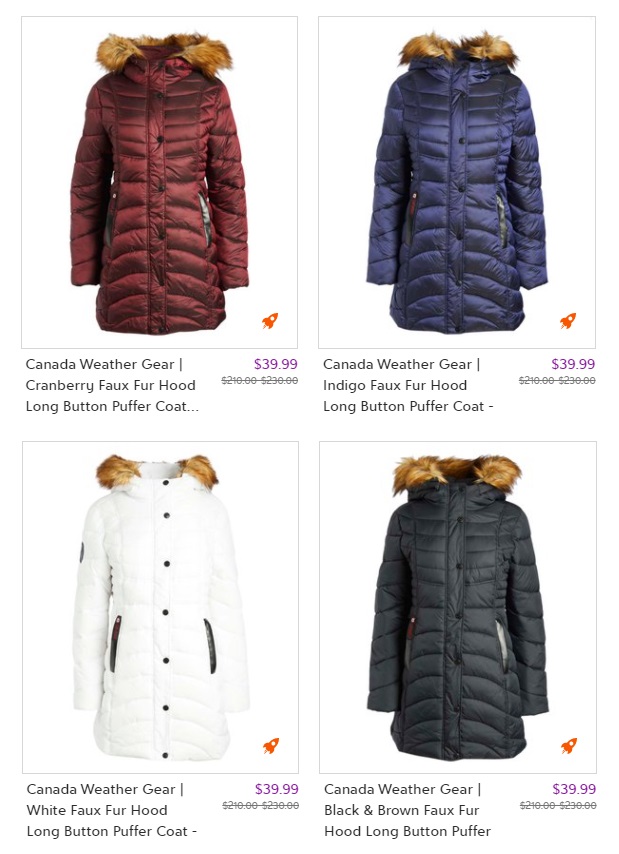 canada weather gear long puffer coat