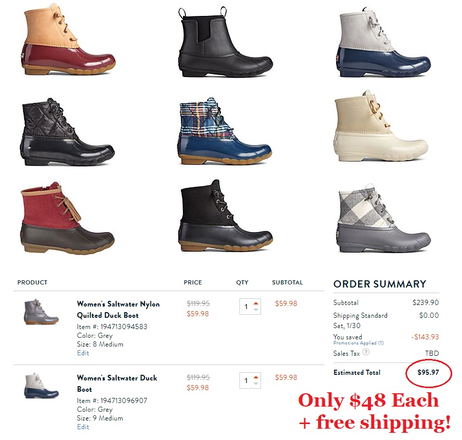 sperry dove duck boots