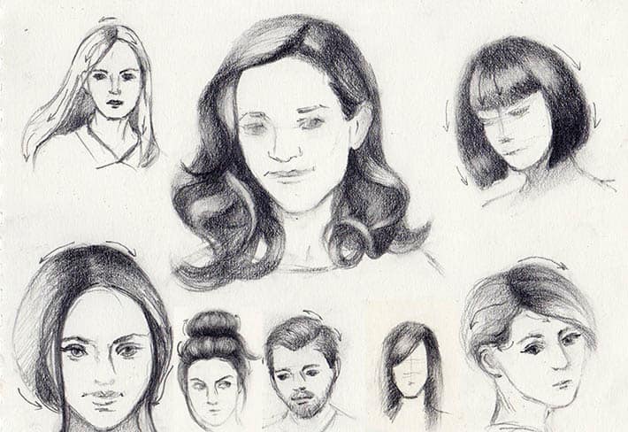 как нарисовать хвостик на голове спереди