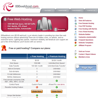 With php and mysql and no forced ads on your site. 000webhost Free Web Hosting Free Hosting All Free Web Resources For Designer Web Design Hot