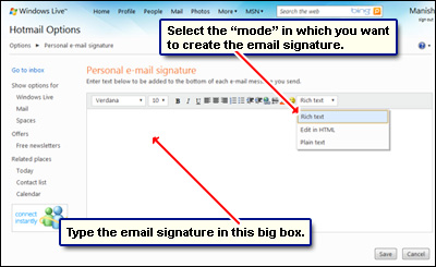In the sub area, simply select entity as the type then search for email signature. Hotmail Email Signature How To Create One