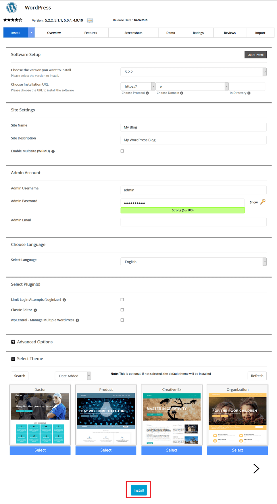 In a click of a button. WordPress One-Click installation via Softaculous - WordPress Tutorials