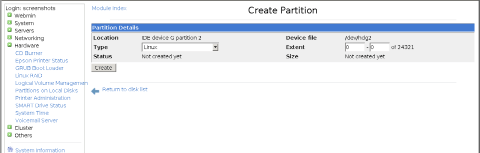 Partitions, RAID and LVM – Webmin | MN Linux