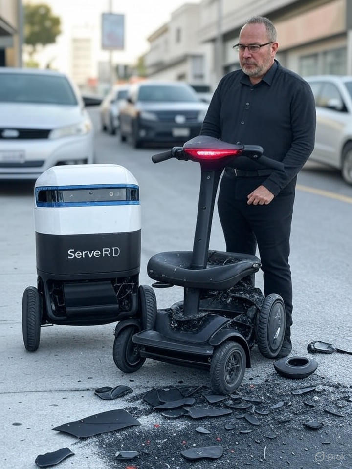 Delivery Robot Collides with Mobility Scooter, Sparking Accessibility Outrage