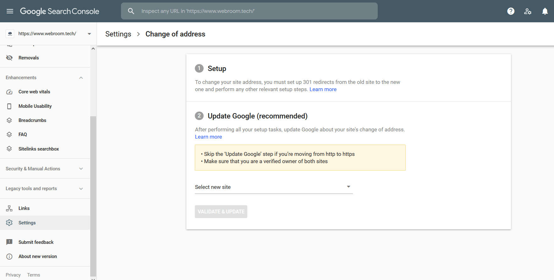 Google Search Console move a site to new domain