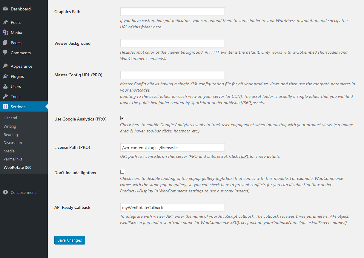 It is very easy to create using wordpress settings api class. WebRotate 360 Product Viewer Plugin for WordPress and WooCommerce
