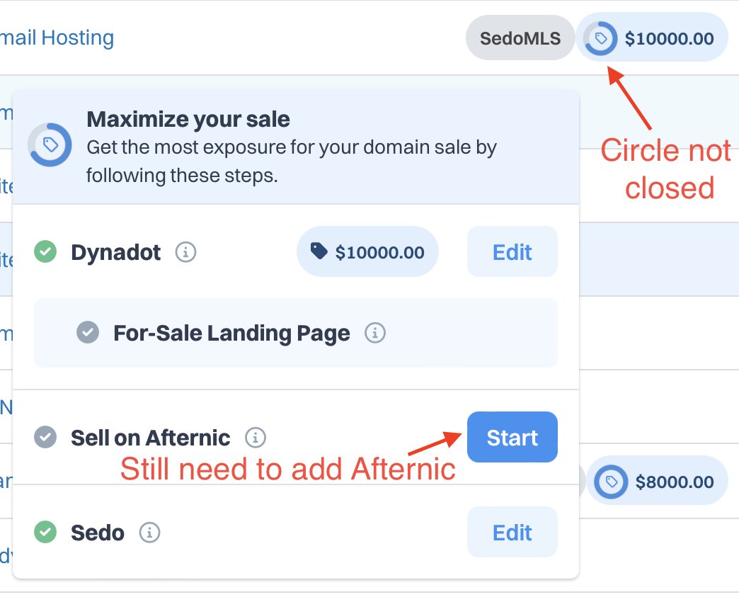 Dynadot “Aftermarket Indicator” shows where domains are listed Dynadot “Aftermarket Indicator” shows where domains are listed