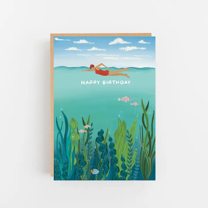 Happy Birthday Card - Swimmer Design
