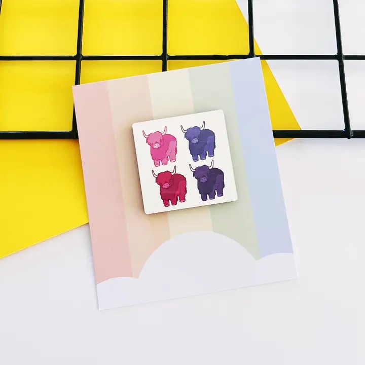 Rainbow Coo Fridge Magnet- Pinks