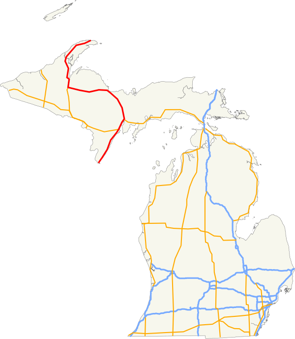 US 41 In Michigan Wegenwiki US 41 MI Map 