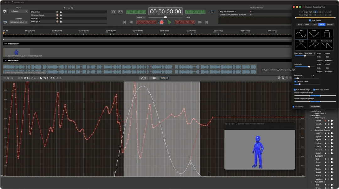 Showforge motion, lighting and media timeline