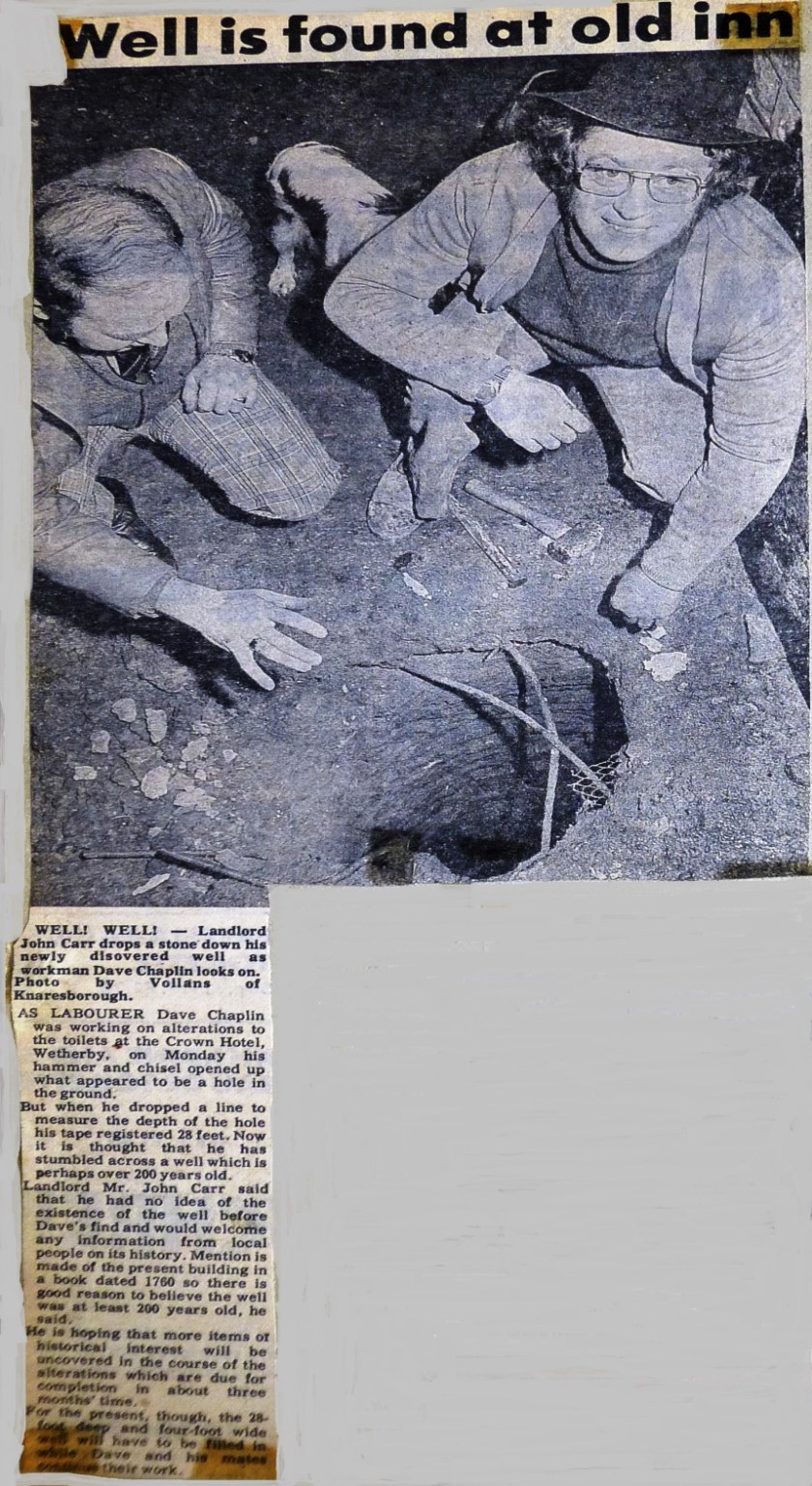 Old well discovered at Crown 1976-7