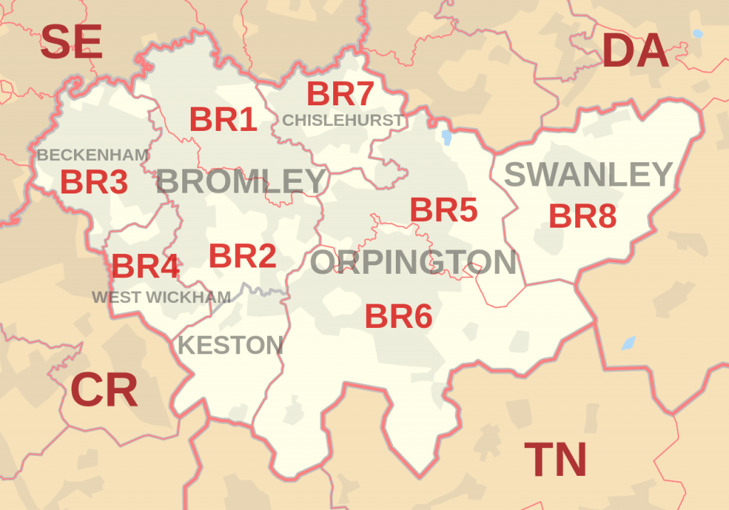 Map Of Bromley Map Postcode BR Bromley 1024x717 