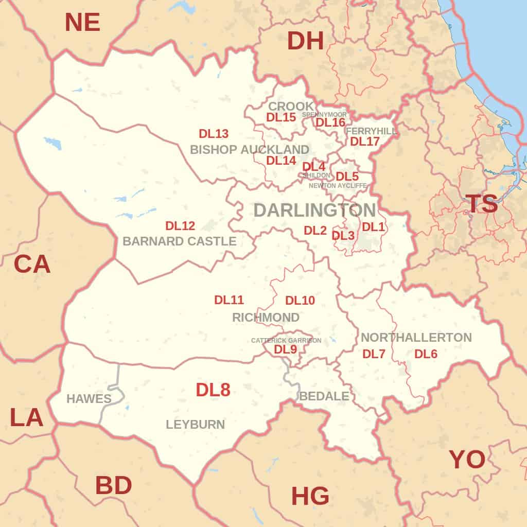 Map Of Darlington DL Postcode Map 