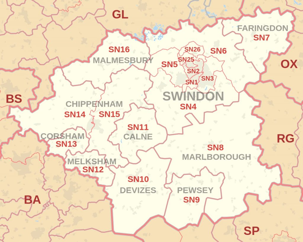 Map Of Swindon Postcode.
