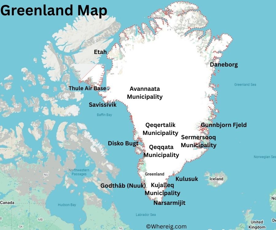 Greenland Map Cities Geography Facts Greenland Map 