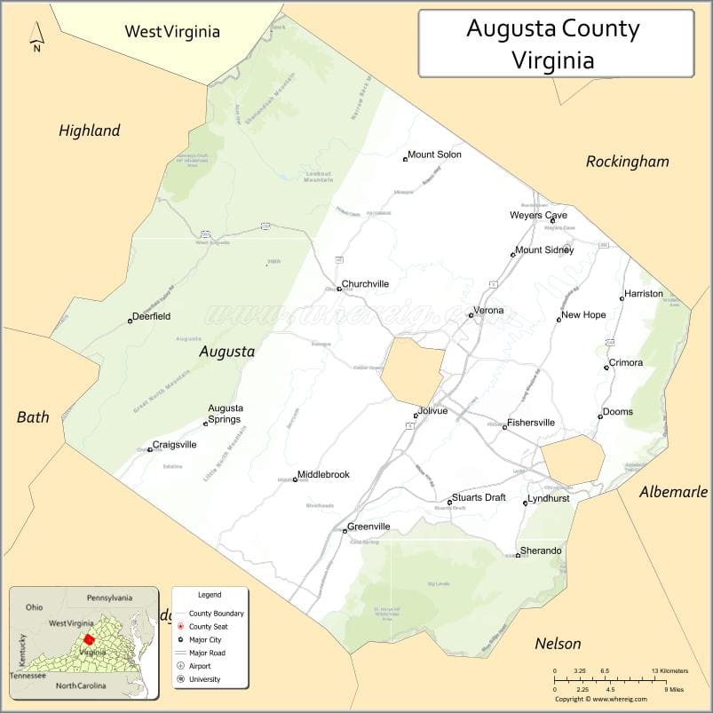 Augusta County Map Virginia Cities Roads Location Facts Augusta County Map Va 