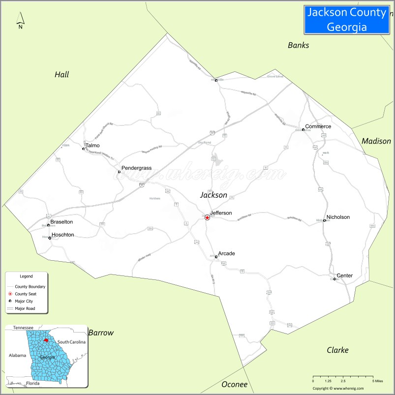 Map Of Jackson County Georgia Where Is Located Cities Population Jackson County Map Ga 