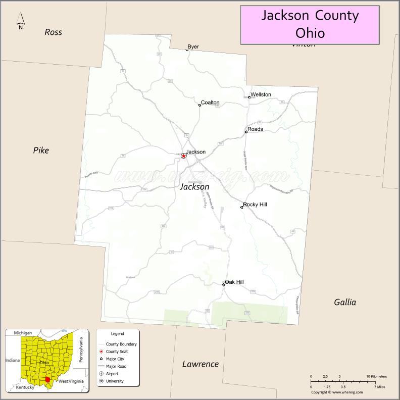 Map Of Jackson County Ohio Where Is Located Cities Population Jackson County Map Oh 