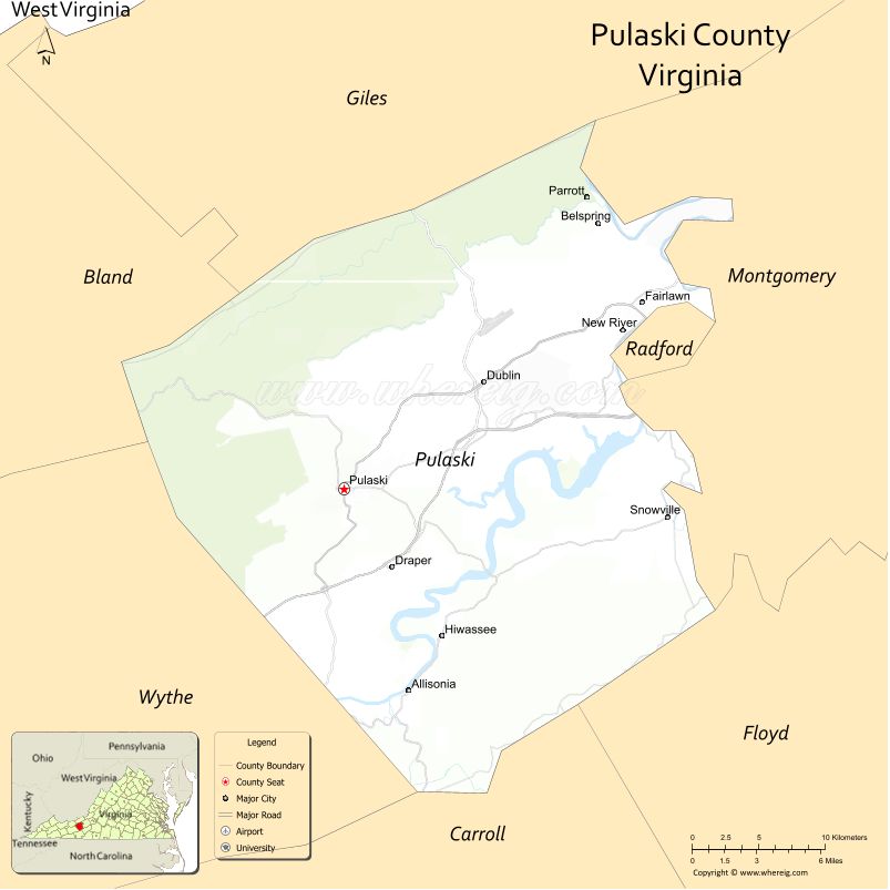 Pulaski County Map Virginia Cities Roads Location Facts Pulaski County Map Va 