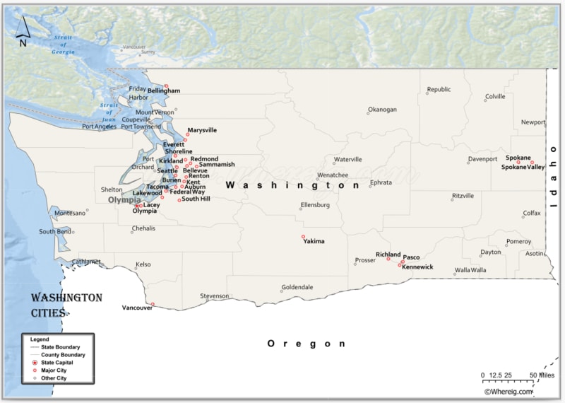 View Map Of Washington Cities Washington Cities Map 