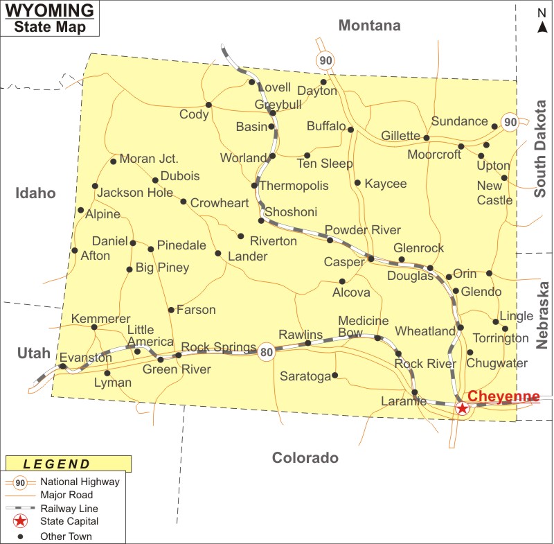 Wyoming Map WY Map Map Of Wyoming State With Cities Roads Rivers Wyoming Map 