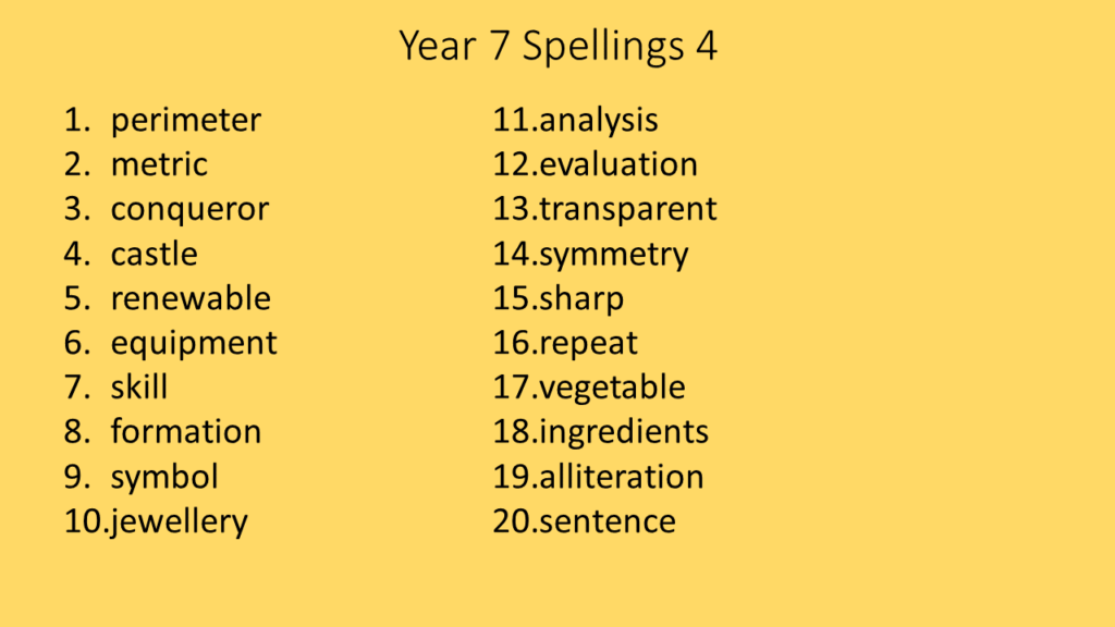year 7 spelling lists autumn term whitburn church of england academy