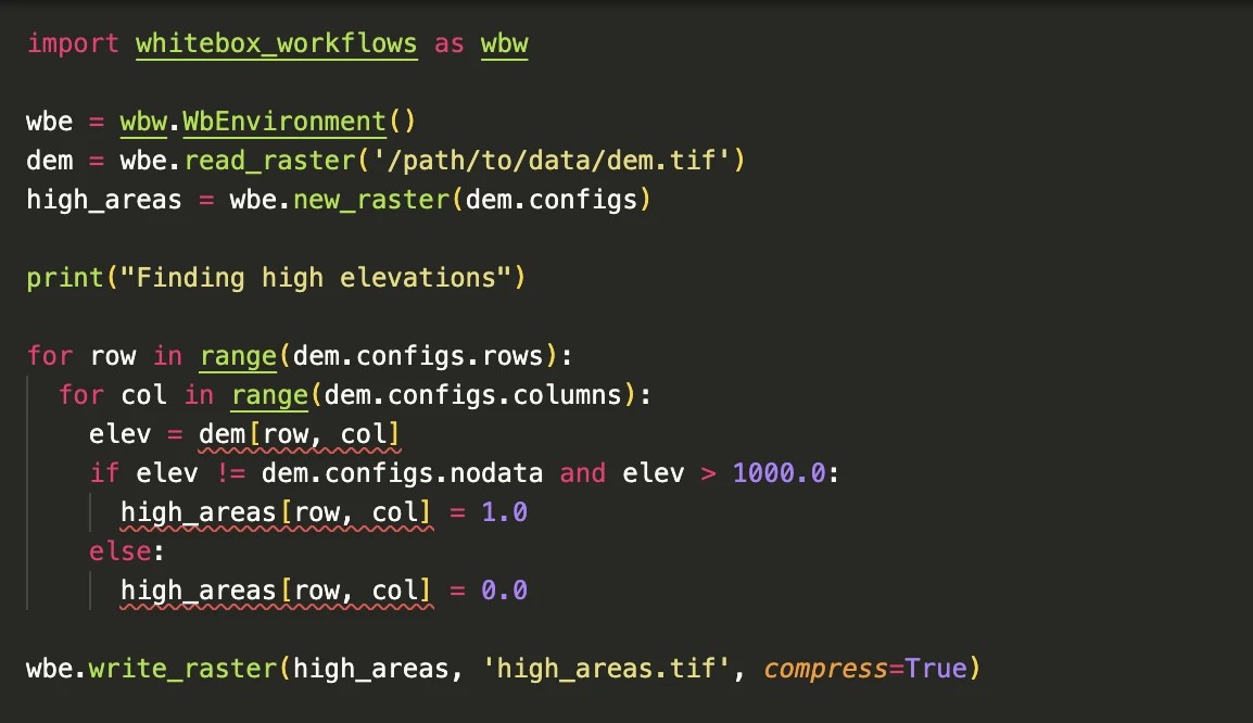 geoprocessing with Whitebox Workflows for Python