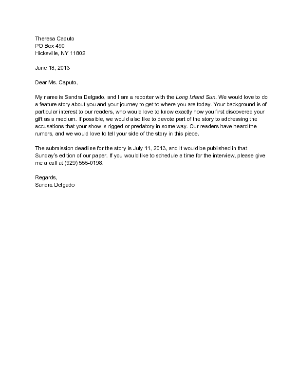 Sample Press Inquiry Letter Wikihow