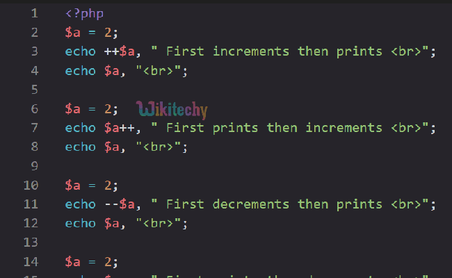 PHP Increment/Decrement Operators - Increment And Decrement Operators ...