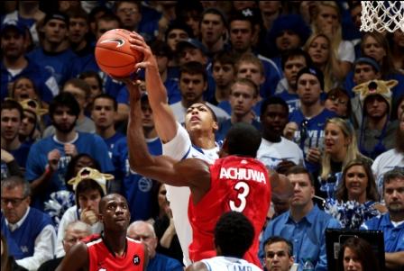 Anthony Davis block - photo by Chet White | UK Athletics