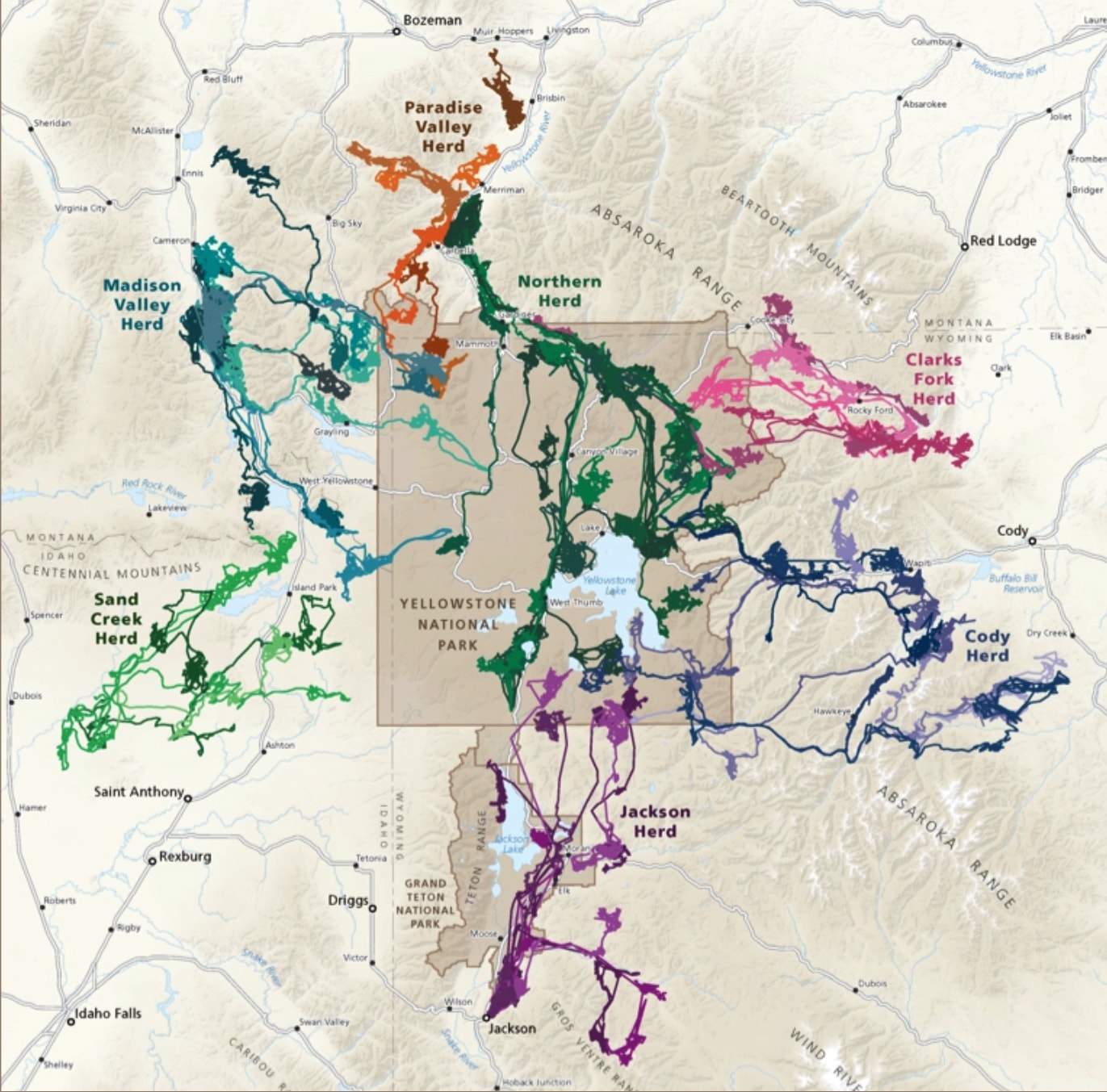 Invisible Boundaries Exploring Yellowstone S Great Animal Migrations Yellowstone Map 