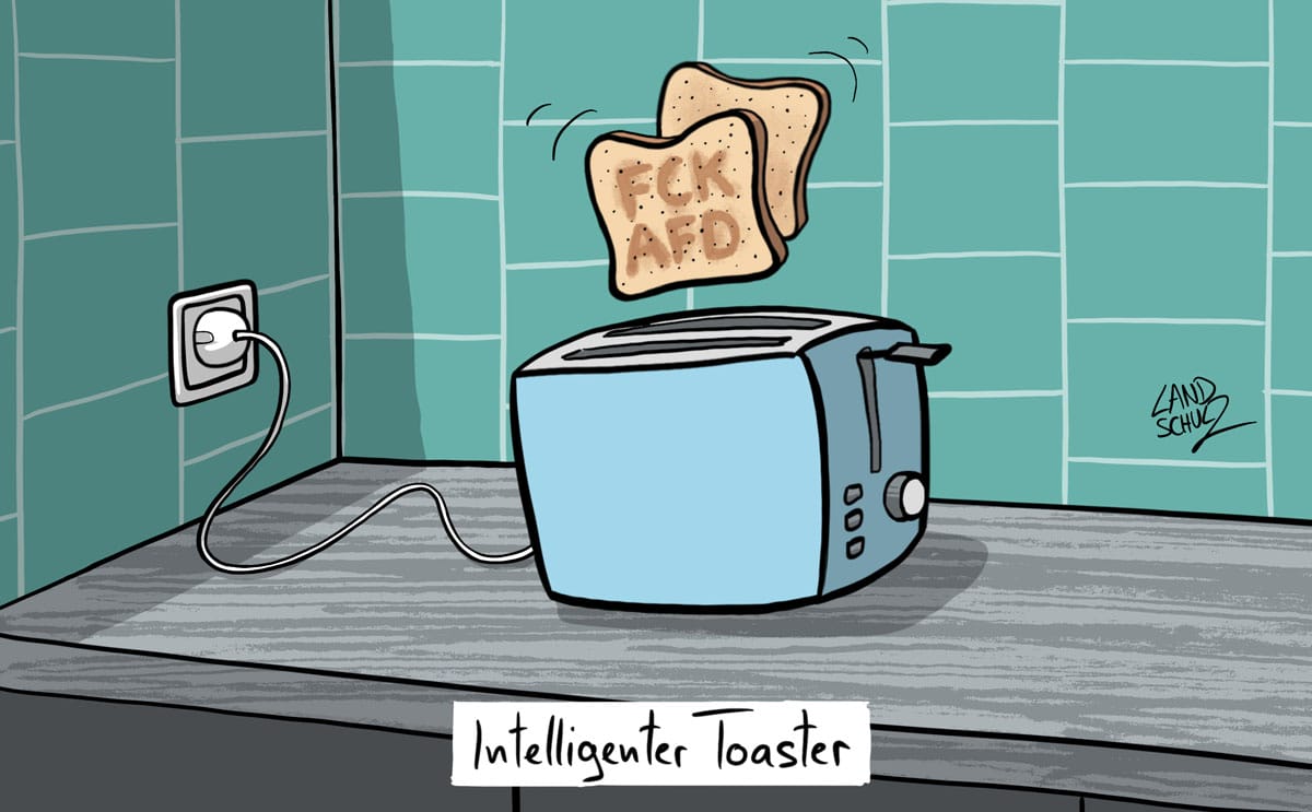 Aus | Die Zukunft in Cartoons | (c) Dorthe Landschulz | Intelligenter Toaster