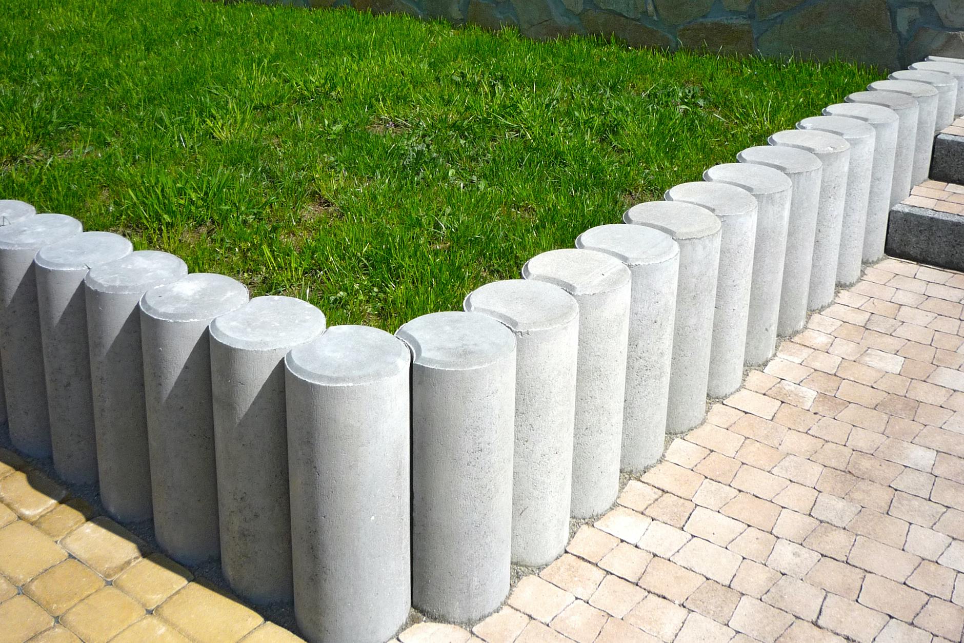 gray concrete bollards
