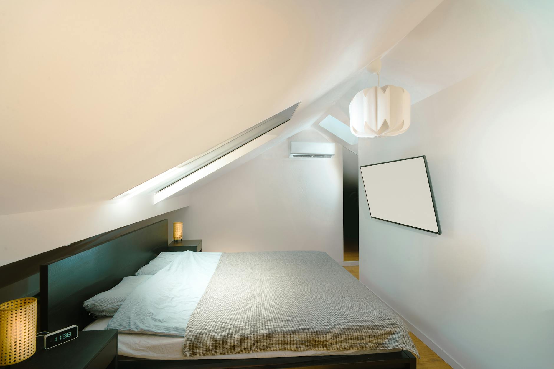 room attic smart clock home bedroom with lcd display wall