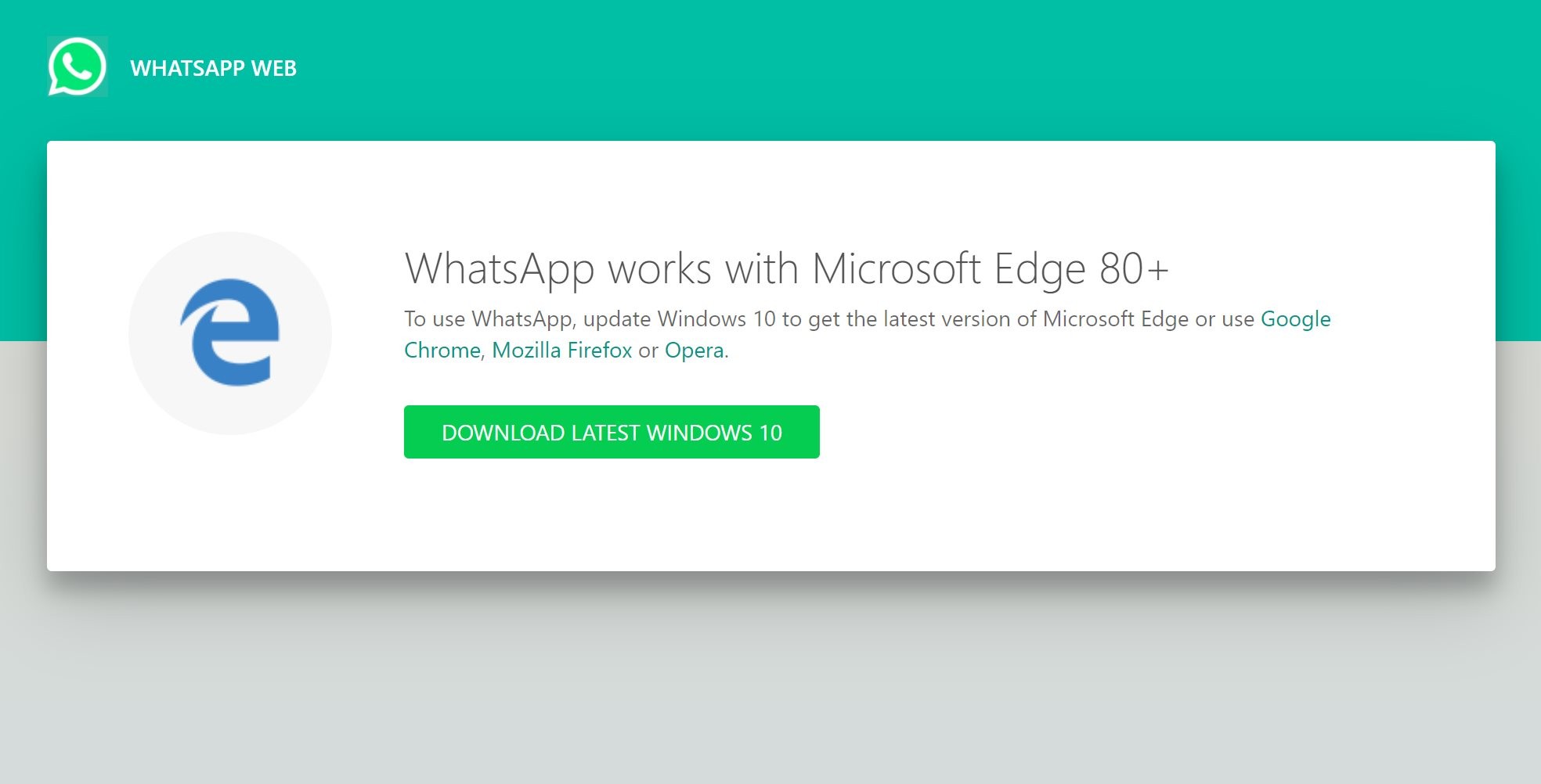It needed repairs because of the y2k issue, and it was simpler and cheaper to distribute the fixed version f. Whatsapp Web Blocks Microsoft Edge Legacy Apps Possibly Broken Windows Mode