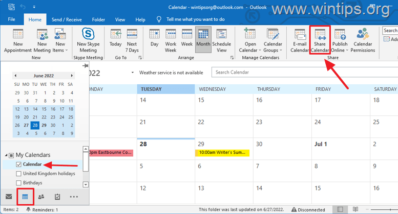 Share calendar microsoft outlook