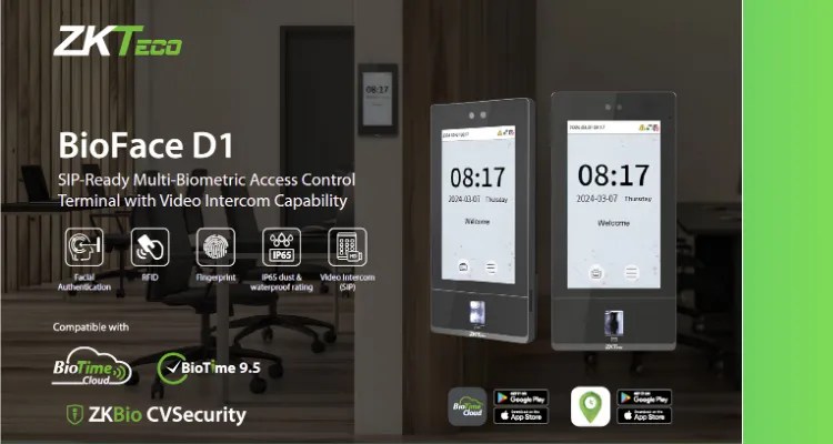 SIP-Ready Multi-Biometric Access Control Terminal with Video Intercom Capability