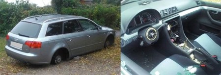 Auto-Schlachter haben in Worms zugeschlagen 1 Die Täter haben das Auto geradezu ausgeweidet. (Bild: Polizei Worms)