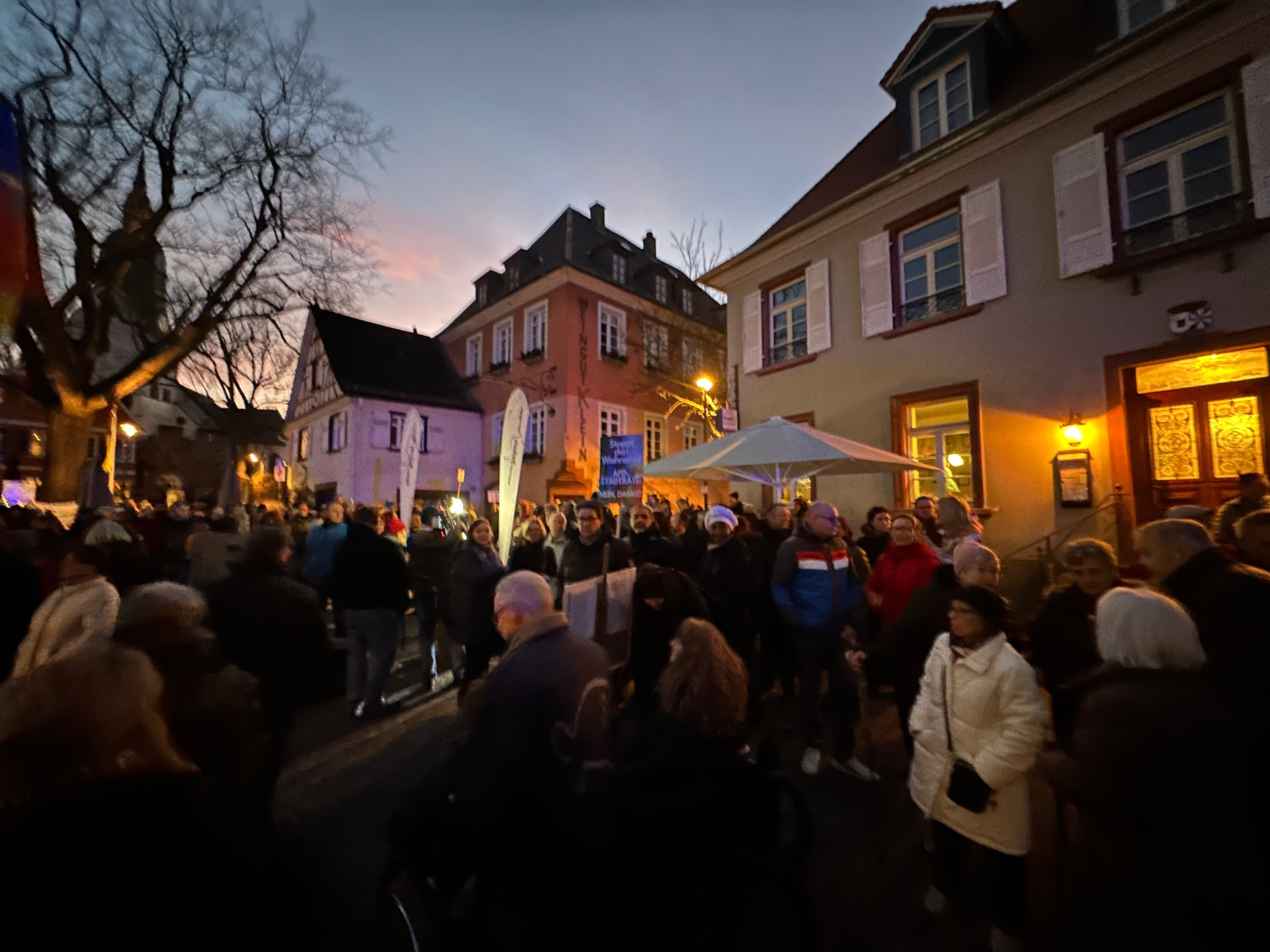 Demonstration gegen Rechtsextremismus in Nierstein am Freitag 2. Februar 2024. (Foto: Andreas Lerg)