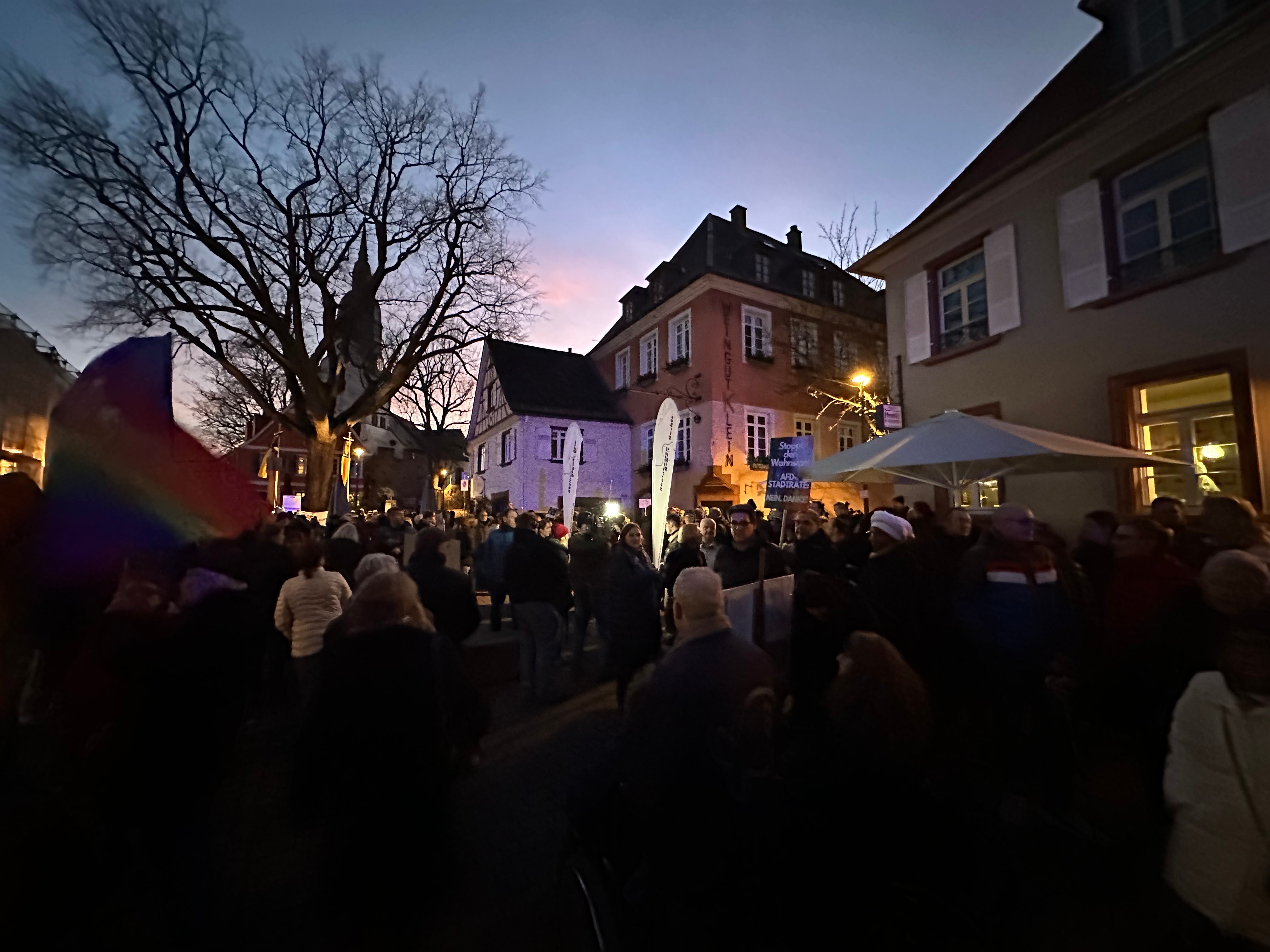 Demonstration gegen Rechtsextremismus in Nierstein am Freitag 2. Februar 2024. (Foto: Andreas Lerg)