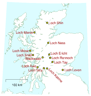 Figure 26.10. Lochs in Scotland with potential for pumped storage.